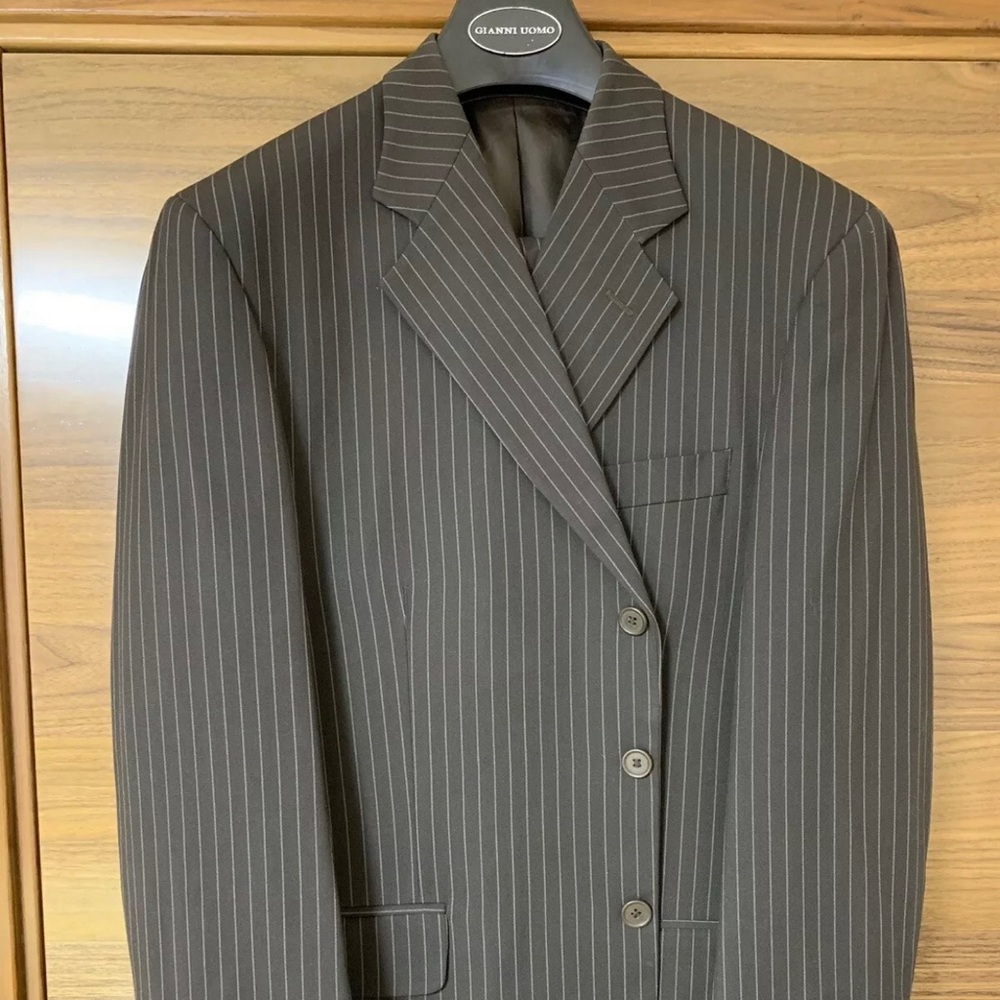Gianni Uomo, Brown White Striped Suit
